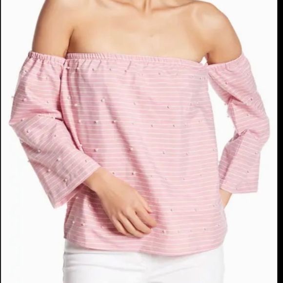 Romeo & Juliet Pink Pearl Off Shoulder Top - Picture 1 of 4